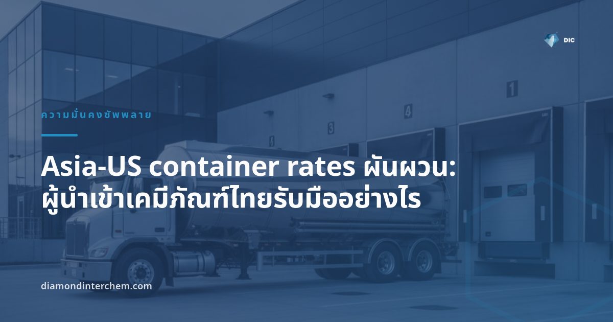เรือบรรทุกตู้คอนเทนเนอร์ที่ท่าเรือ สื่อถึง Asia-US container rates ที่ผันผวนในสัปดาห์นี้